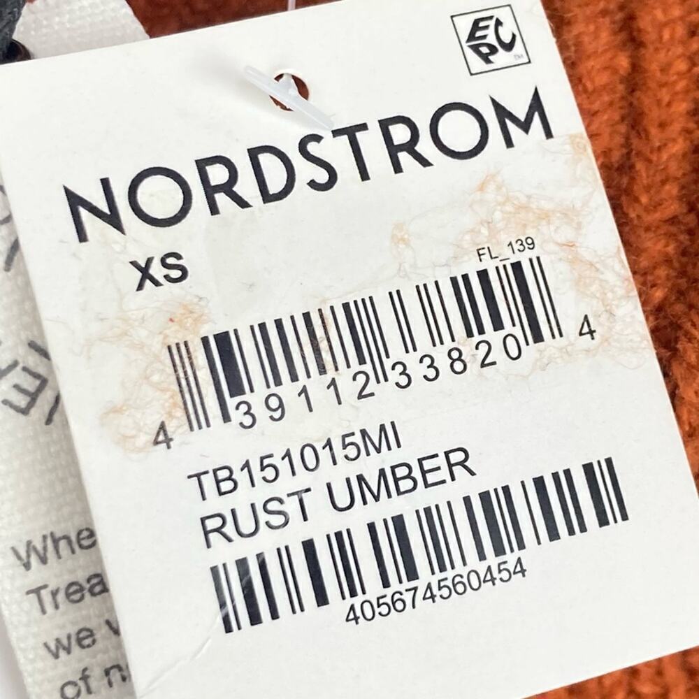 Nwt * Treasure & Bond V-Neck Oversized Ribbed Stitch Sweater In Rust — image 7 of 8